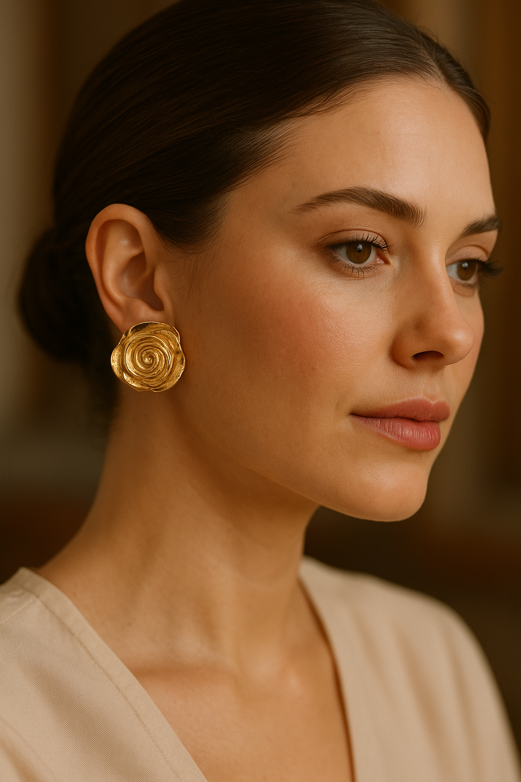 Golden Bloom – Rose Motif Earrings