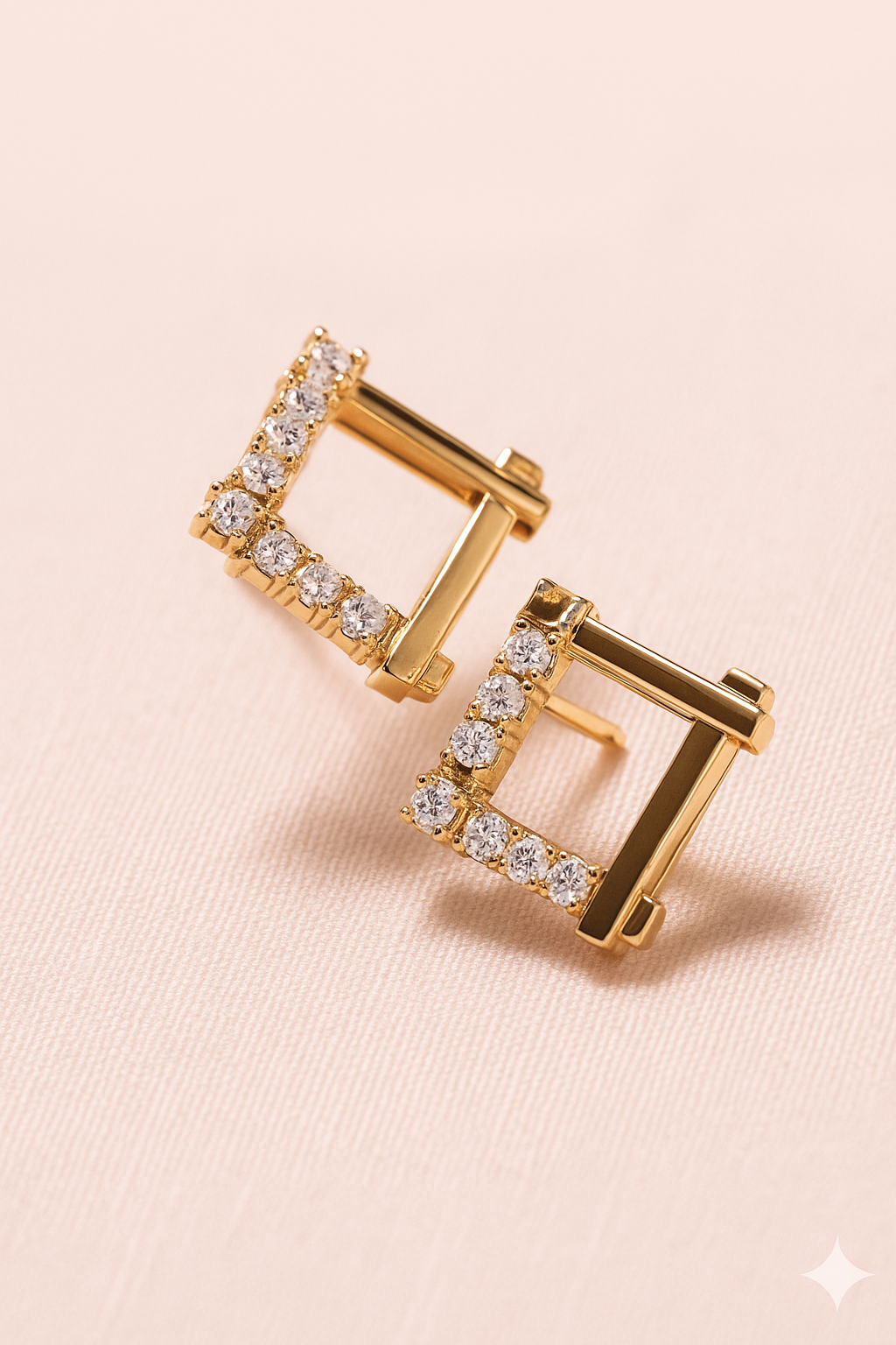 Geometric Frame Mini CZ Stud Earrings