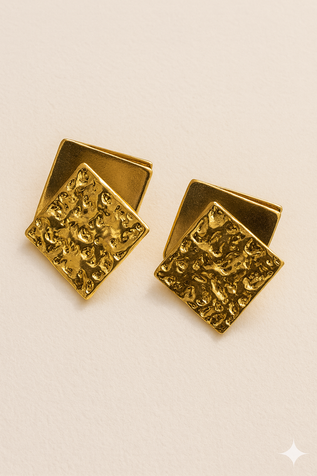 Textured Square Duo Studs