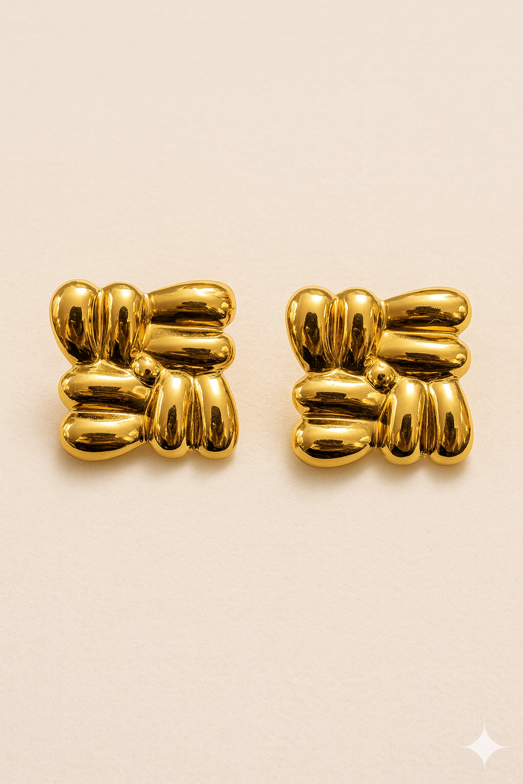 Golden Pebble Stack Studs
