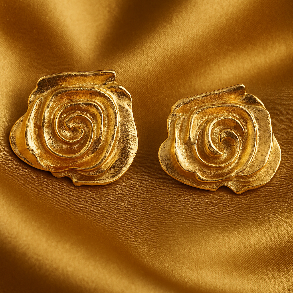 Golden Bloom – Rose Motif Earrings