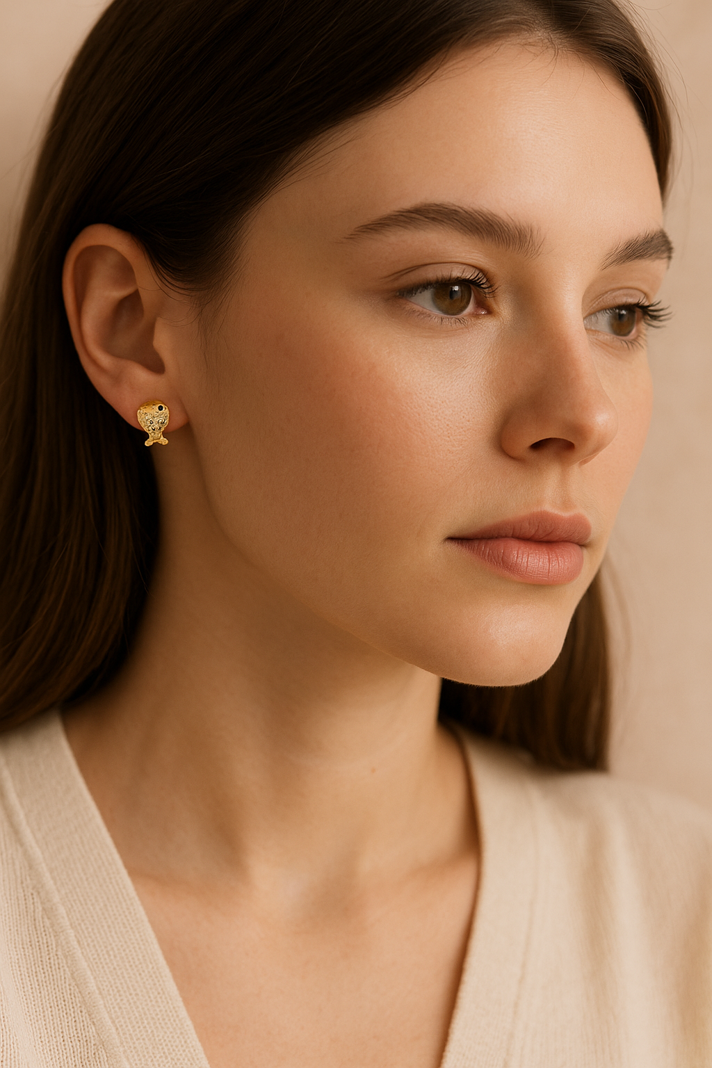 Lucky Fish Mini CZ Stud Earrings