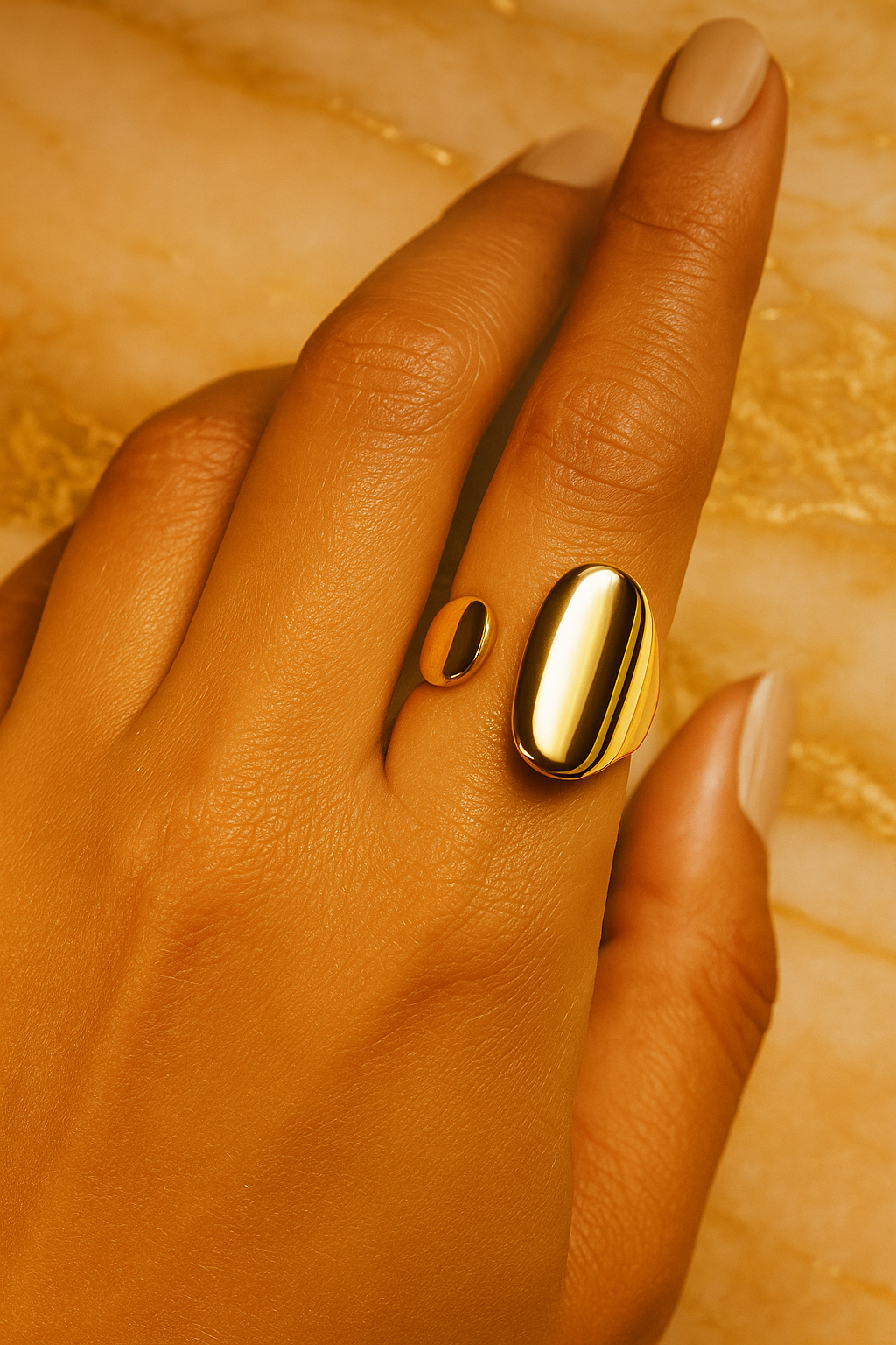 Fluid Bold – Sculpted Gold Adjustable Statement Ring