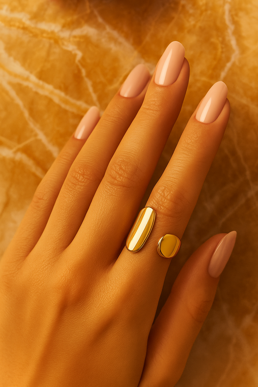 Fluid Bold – Sculpted Gold Adjustable Statement Ring