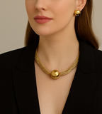 Aurora Orb Set – Multi-Strand Mesh Necklace + Earrings
