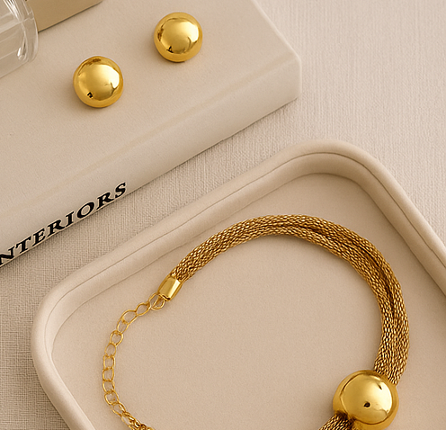Aurora Orb Set – Multi-Strand Mesh Necklace + Earrings