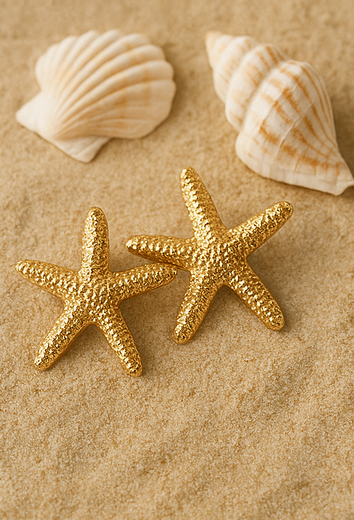 Starry Dunes – Textured Starfish Earrings