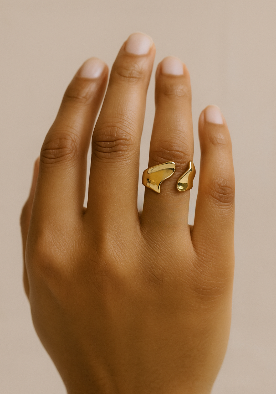 Abstract Minimal – Sculptural Gold Adjustable Ring