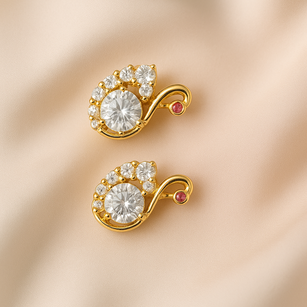 Serenity Swan CZ Stud Earrings